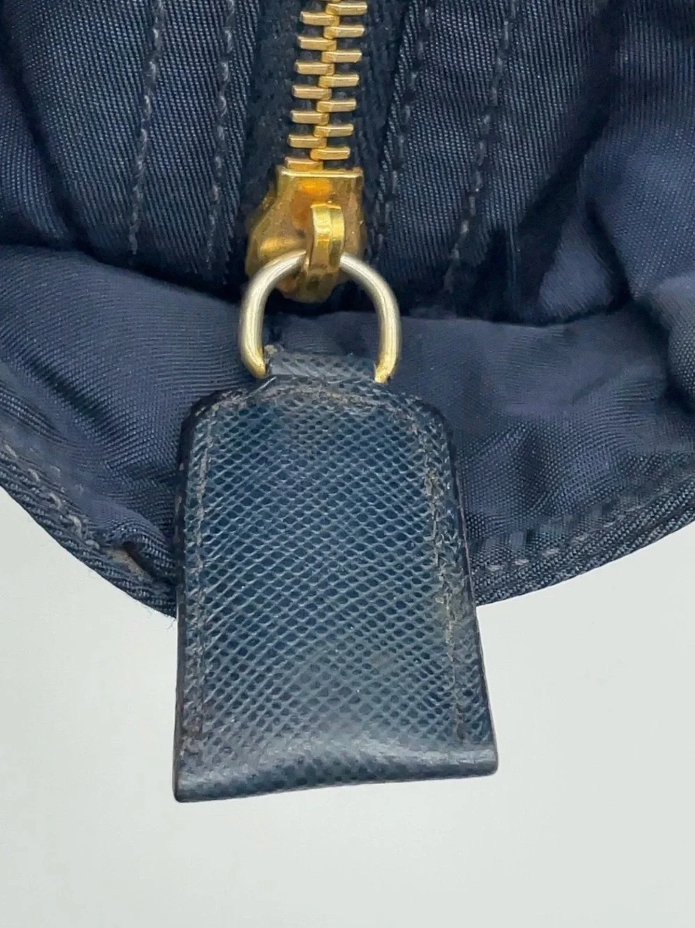 Prada Plate Quilted Tessuto/Navy Nylon Chain Shoulder Bag
